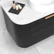 BONDI BLACK OAK 600X460 CURVE VANITY FIL Kitchen Bathroom