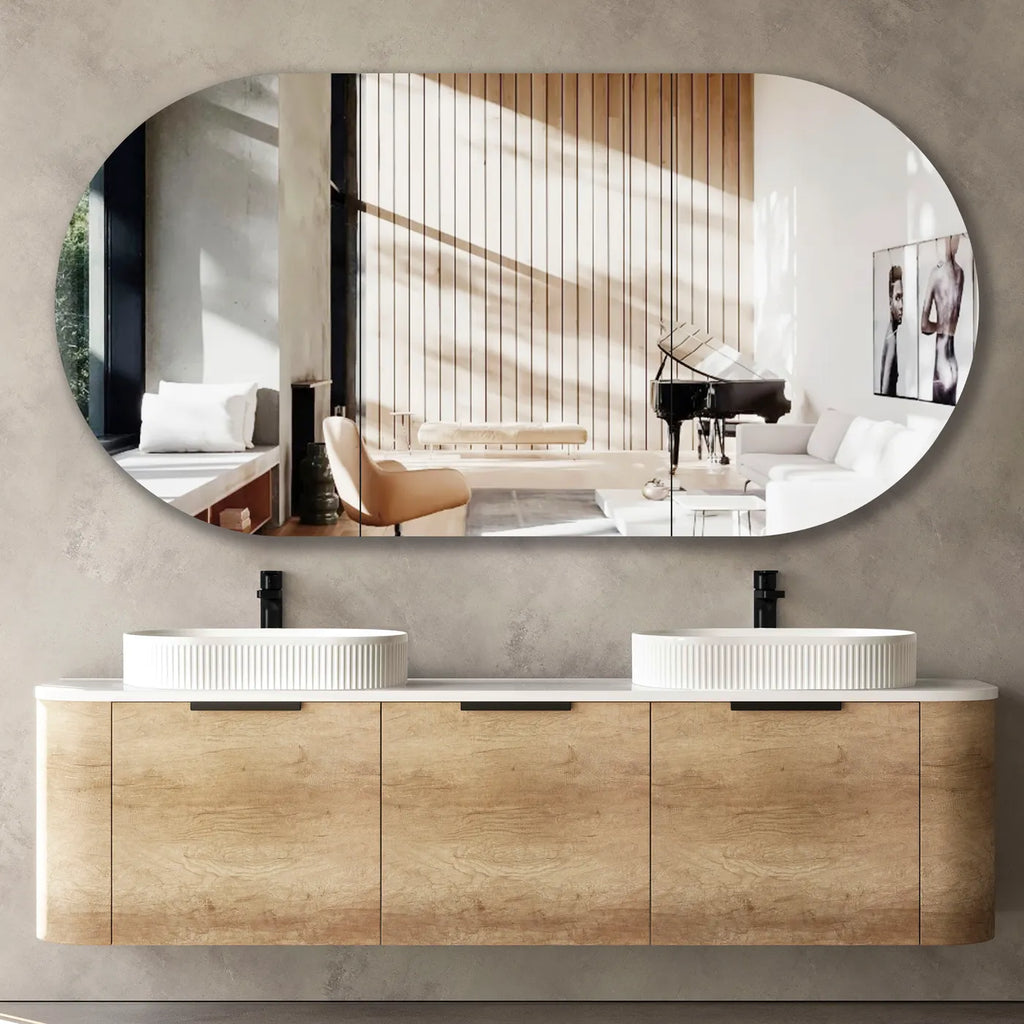 BONDI NATURAL OAK 1800X460 CURVE VANITY