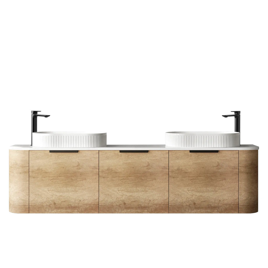 BONDI NATURAL OAK 1800X460 CURVE VANITY