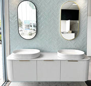 BONDI SATIN WHITE FLUTED 1800X460 CURVE VANITY FIL Kitchen Bathroom