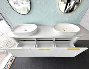 BONDI SATIN WHITE FLUTED 1800X460 CURVE VANITY FIL Kitchen Bathroom