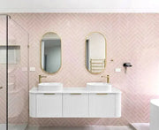 BONDI SATIN WHITE FLUTED 1800X460 CURVE VANITY FIL Kitchen Bathroom