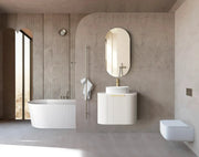 BONDI SATIN WHITE FLUTED 600X460 CURVE VANITY FIL Kitchen Bathroom