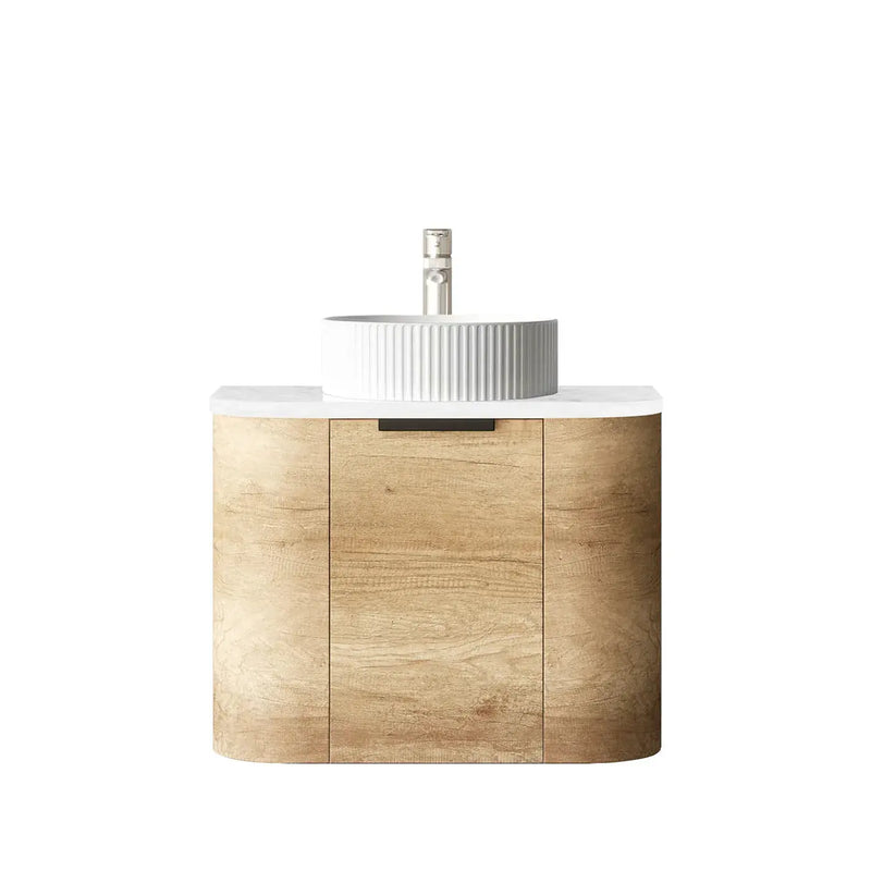 BONDI NATURAL OAK 600X460 CURVE VANITY FIL Kitchen Bathroom