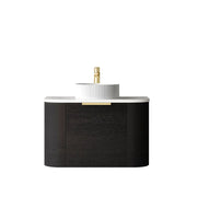 BONDI BLACK OAK 750X460 CURVE VANITY FIL Kitchen Bathroom