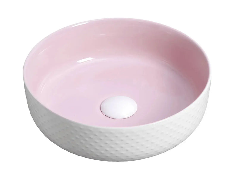 GOLF BALL BASIN 355X355 WHITE/PINK FIL Kitchen Bathroom