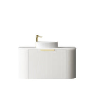 BONDI SATIN WHITE FLUTED 900X460 CURVE VANITY FIL Kitchen Bathroom