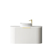 BONDI SATIN WHITE FLUTED 900X460 CURVE VANITY FIL Kitchen Bathroom
