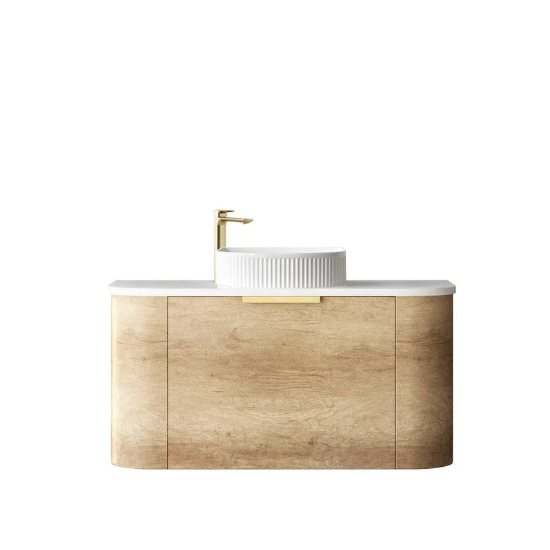 BONDI NATURAL OAK 900X460 CURVE VANITY FIL Kitchen Bathroom