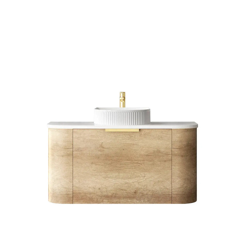 BONDI NATURAL OAK 900X460 CURVE VANITY FIL Kitchen Bathroom