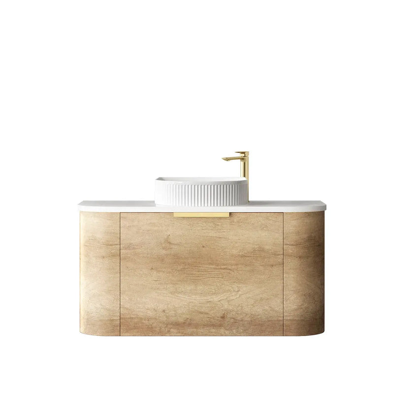 BONDI NATURAL OAK 900X460 CURVE VANITY FIL Kitchen Bathroom