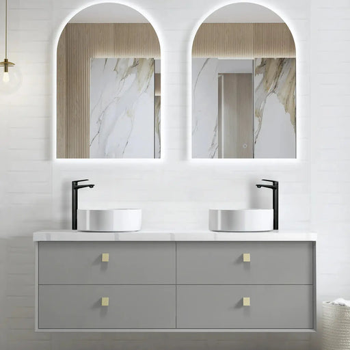 LIGHT GREY BOSTON 1500MM WALL HUNG DOUBLE BASIN VANITY FIL Kitchen Bathroom