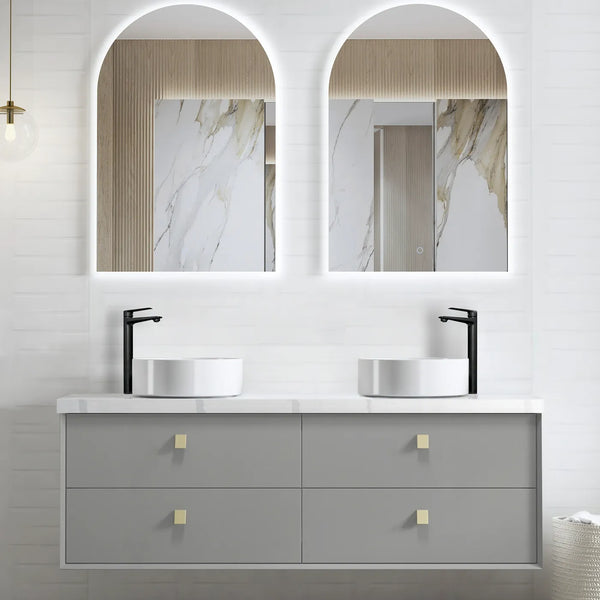 LIGHT GREY BOSTON 1500MM WALL HUNG DOUBLE BASIN VANITY