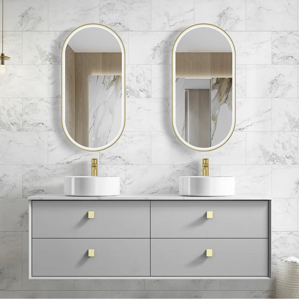 LIGHT GREY BOSTON 1500MM WALL HUNG DOUBLE BASIN VANITY