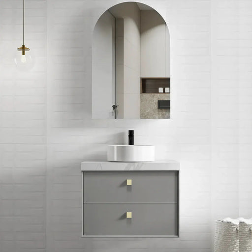 LIGHT GREY BOSTON 750MM WALL HUNG VANITY FIL Kitchen Bathroom
