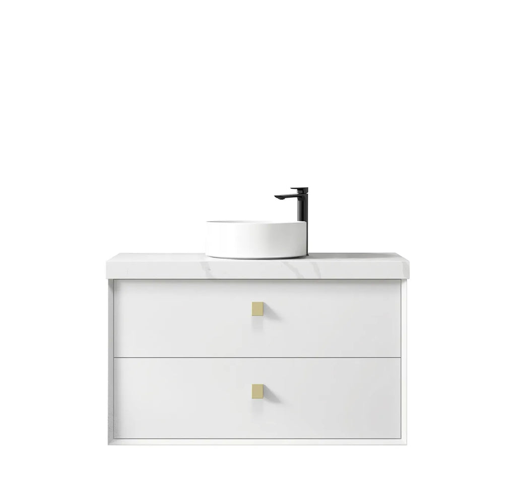 SATIN WHITE BOSTON 900MM WALL HUNG VANITY