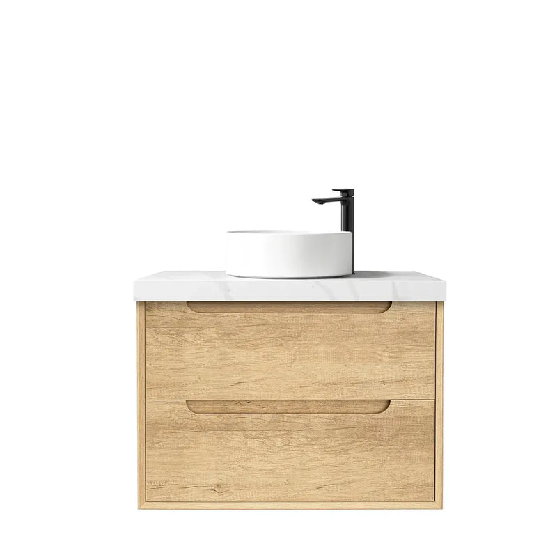 NATURAL OAK BYRON 750MM WALL HUNG VANITY FIL Kitchen Bathroom