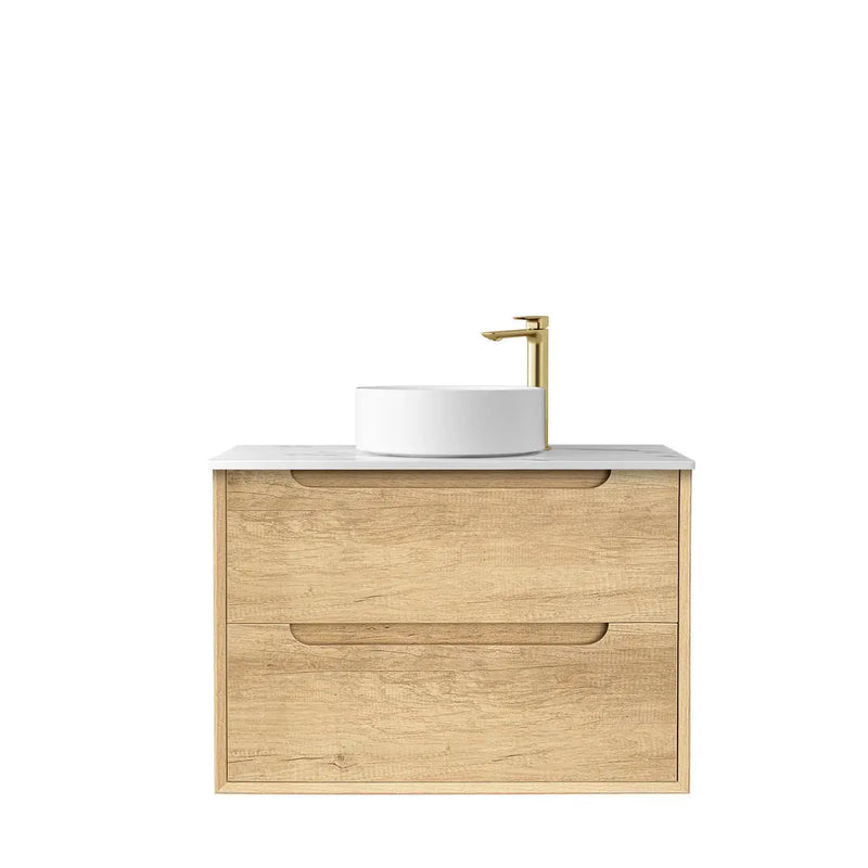 NATURAL OAK BYRON 750MM WALL HUNG VANITY FIL Kitchen Bathroom