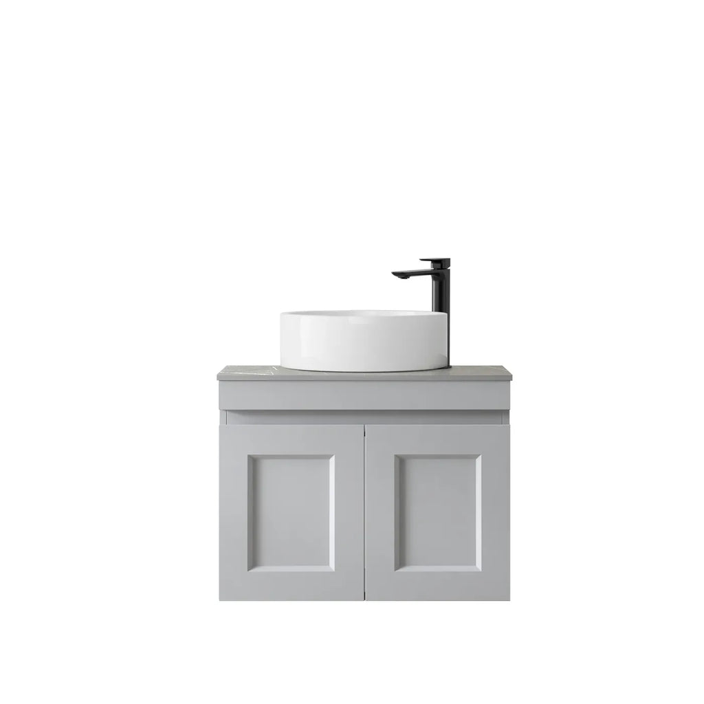 SATIN LIGHT GREY HAMPTON MARK II 600MM WALL HUNG VANITY