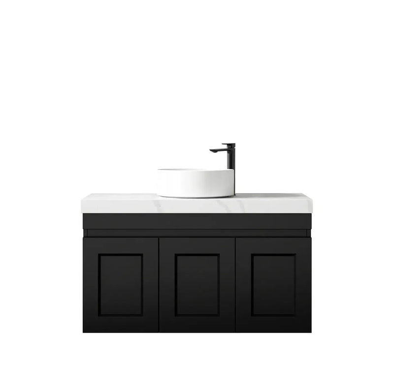 SATIN BLACK HAMPTON MARK II 900MM WALL HUNG VANITY FIL Kitchen Bathroom