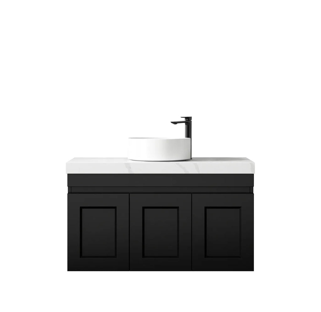 SATIN BLACK HAMPTON MARK II 900MM WALL HUNG VANITY