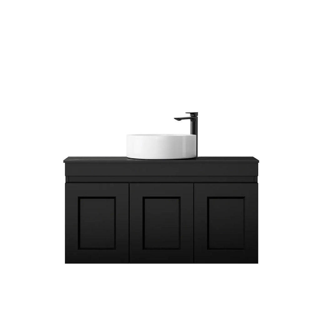 SATIN BLACK HAMPTON MARK II 900MM WALL HUNG VANITY