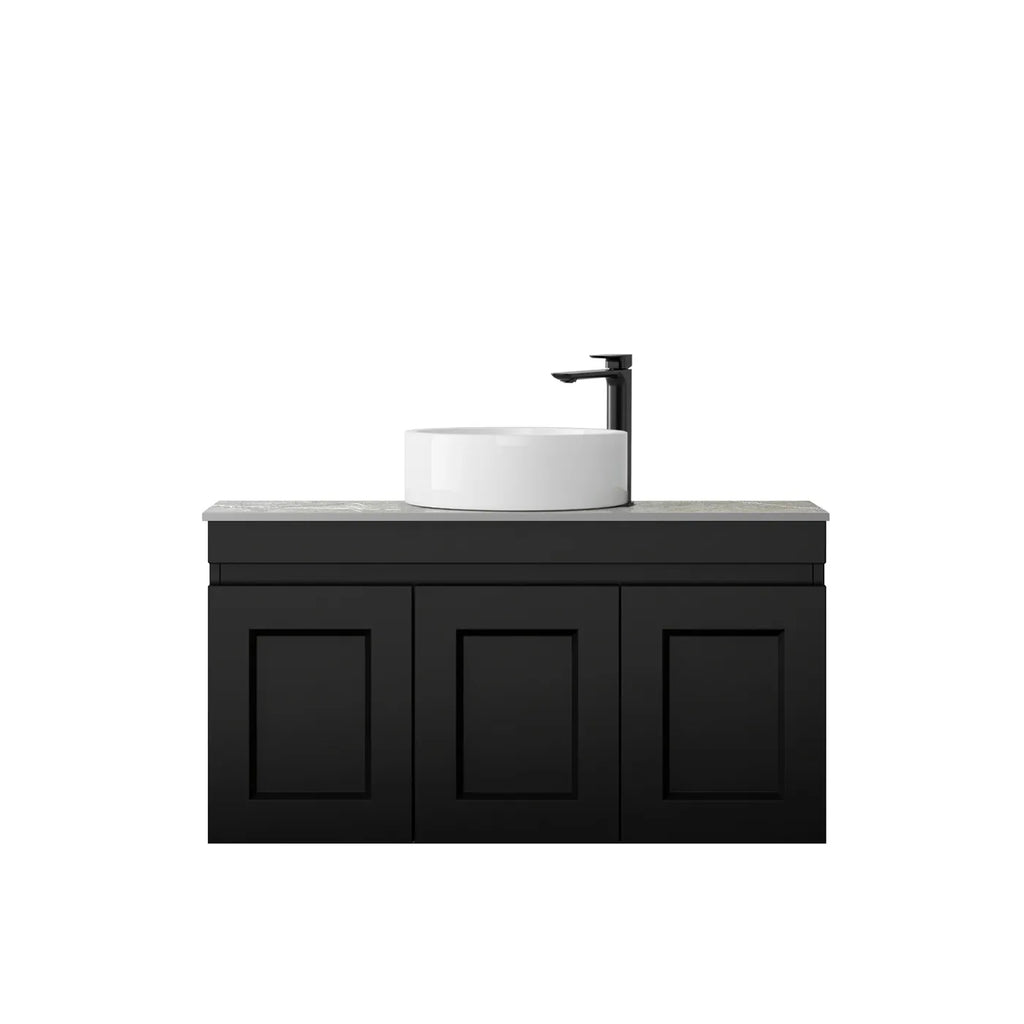 SATIN BLACK HAMPTON MARK II 900MM WALL HUNG VANITY