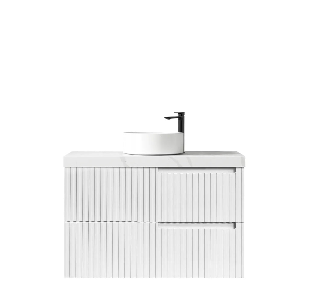 SATIN WHITE NOOSA 900MM WALL HUNG VANITY