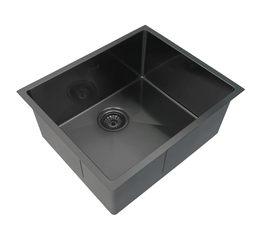 Hampshire Matte Black Base Laundry Cabinet with Stone Top and Sink 1300x600x900mm