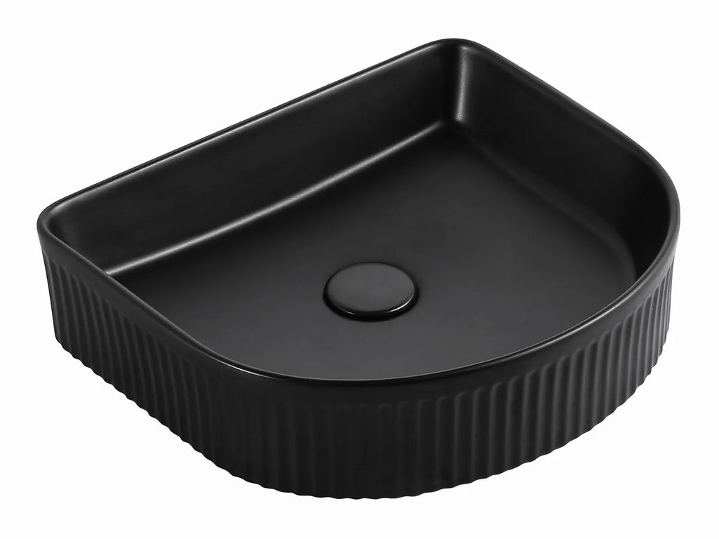 ARCHIE CERAMIC 415X365X100 FLUTED BASIN White/Black