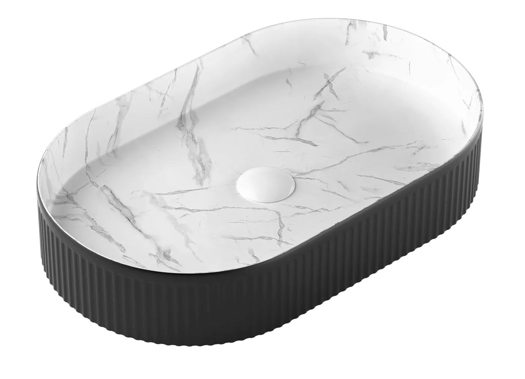 KENSINGTON 580X360X100 OVAL FLUTED BASIN