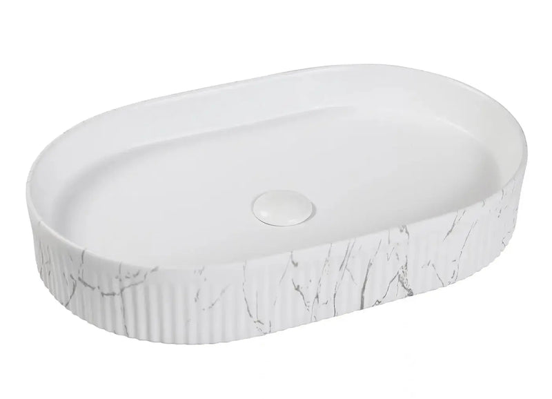 KENSINGTON 580X360X100 OVAL FLUTED BASIN FIL Kitchen Bathroom