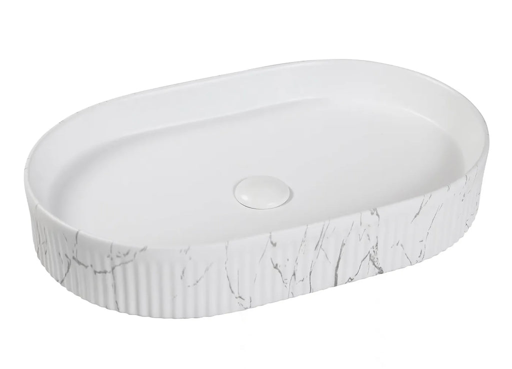 KENSINGTON 580X360X100 OVAL FLUTED BASIN