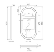 BRIGHTON LED GOLD FRAME OVAL TUFFI GLASS MIRROR 900X450MM*ANTI FOG FIL Kitchen Bathroom