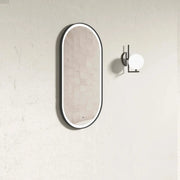 BRIGHTON LED BLACK METAL FRAME OVAL TUFFI GLASS MIRROR 900X450MM*ANTI FOG FIL Kitchen Bathroom