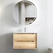 NATURAL OAK BYRON 750MM WALL HUNG VANITY FIL Kitchen Bathroom