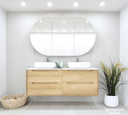 NATURAL OAK BYRON 1200MM DOUBLE BOWL WALL HUNG VANITY FIL Kitchen Bathroom