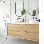 NATURAL OAK BYRON 1200MM DOUBLE BOWL WALL HUNG VANITY FIL Kitchen Bathroom