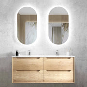 NATURAL OAK BYRON 1200MM DOUBLE BOWL WALL HUNG VANITY FIL Kitchen Bathroom