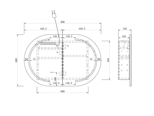 LED BONDI 900X600 SHAVING CABINET BLACK OAK FIL Kitchen Bathroom