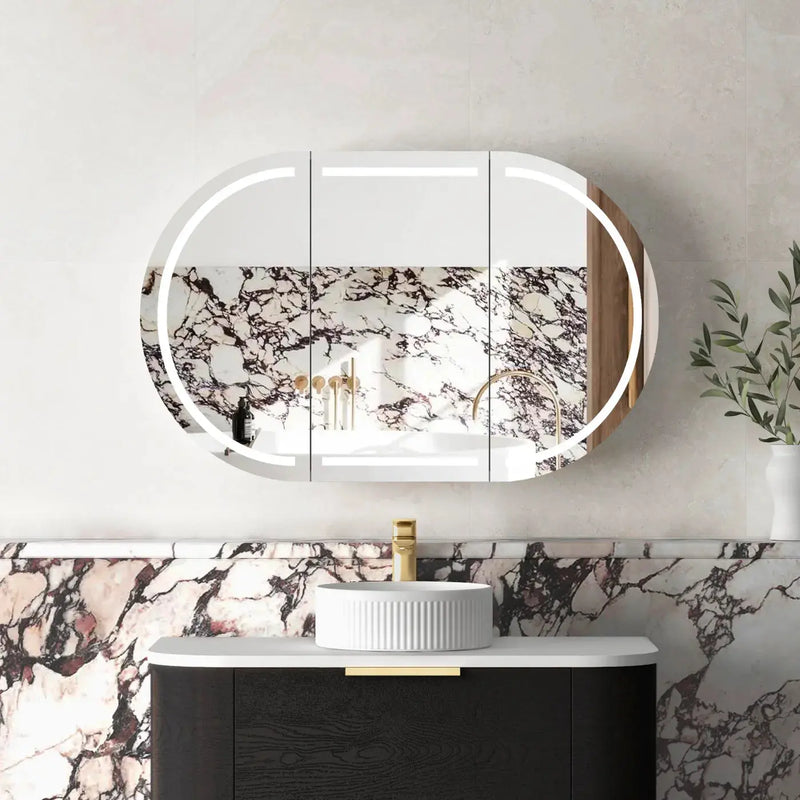 LED BONDI 1200X750 SHAVING CABINET BLACK OAK FIL Kitchen Bathroom