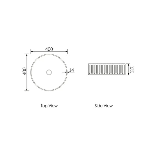 HUDSON ROUND CONCRETE WHITE FLUTED BASIN 400MM FIL Kitchen Bathroom