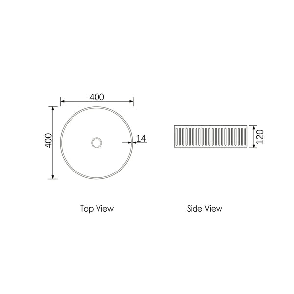 HUDSON ROUND CONCRETE WHITE FLUTED BASIN 400MM