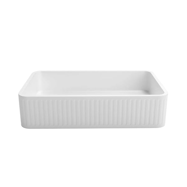 HUDSON SQUARE CONCRETE WHITE FLUTED BASIN 520X320X120MM