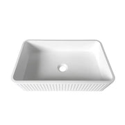 HUDSON SQUARE CONCRETE WHITE FLUTED BASIN 520X320X120MM FIL Kitchen Bathroom