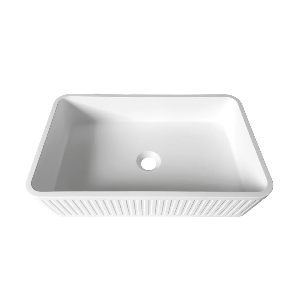 HUDSON SQUARE CONCRETE WHITE FLUTED BASIN 520X320X120MM