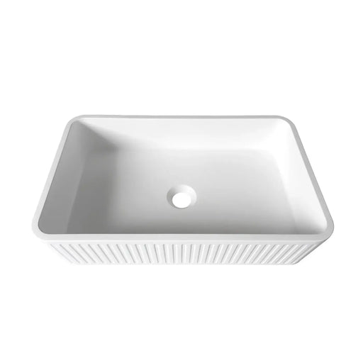 HUDSON SQUARE CONCRETE WHITE FLUTED BASIN 520X320X120MM FIL Kitchen Bathroom