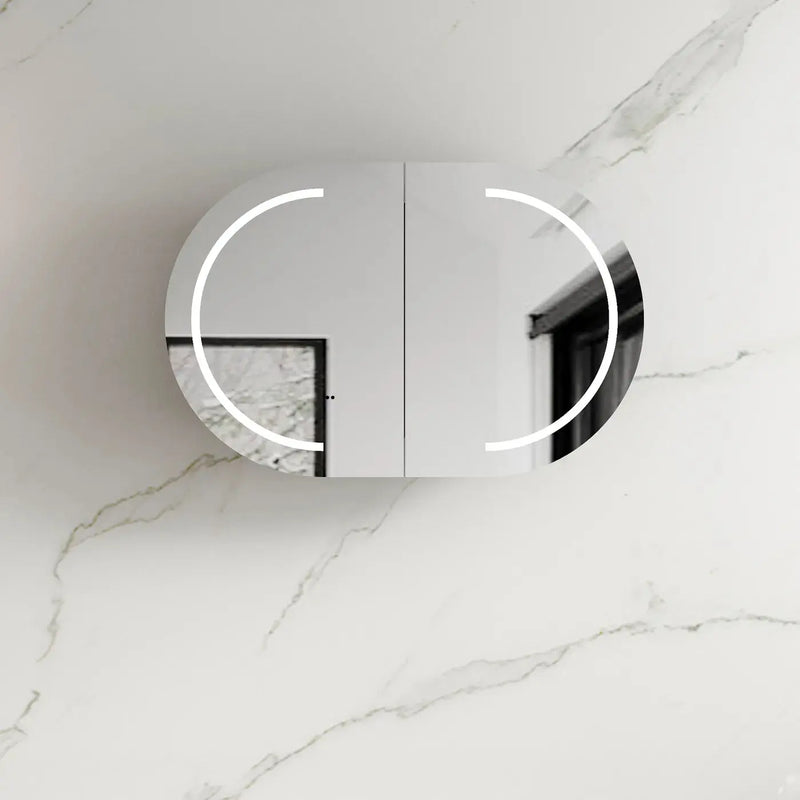 LED BONDI 900X600 SHAVING CABINET MATTE WHITE FIL Kitchen Bathroom