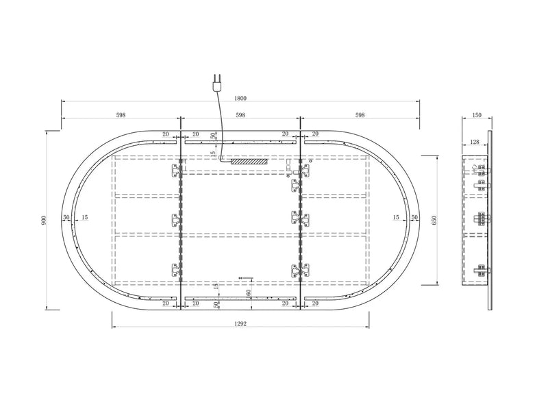 LED BONDI 1800X900 SHAVING CABINET BLACK OAK FIL Kitchen Bathroom