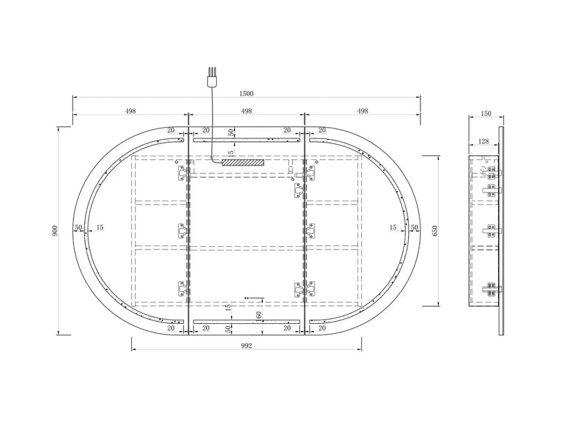 LED BONDI 1500X900 SHAVING CABINET NATURAL OAK FIL Kitchen Bathroom